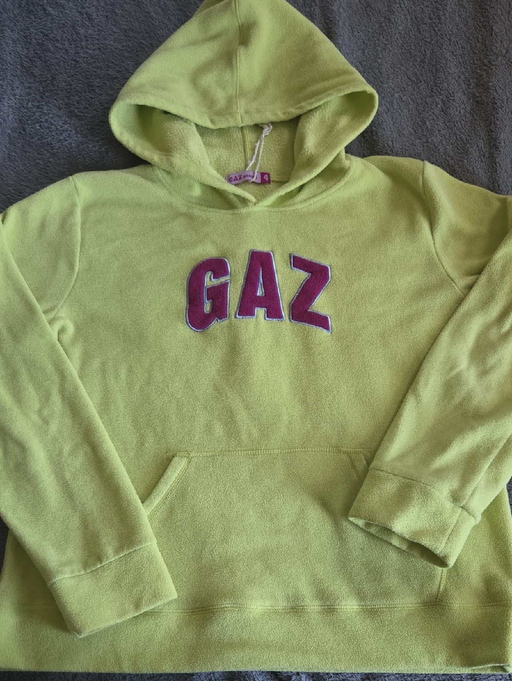 Sz L/XL Vintage GAZ Fleece/polyester Green/purple Hooded Sweatshirt Women